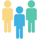 Outline of three figures standing near each other.
